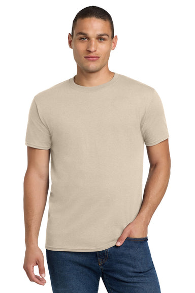 Jerzees 29M/29MR/29MT Mens Dri-Power Moisture Wicking Short Sleeve Crewneck T-Shirt Sandstone Brown Model Front