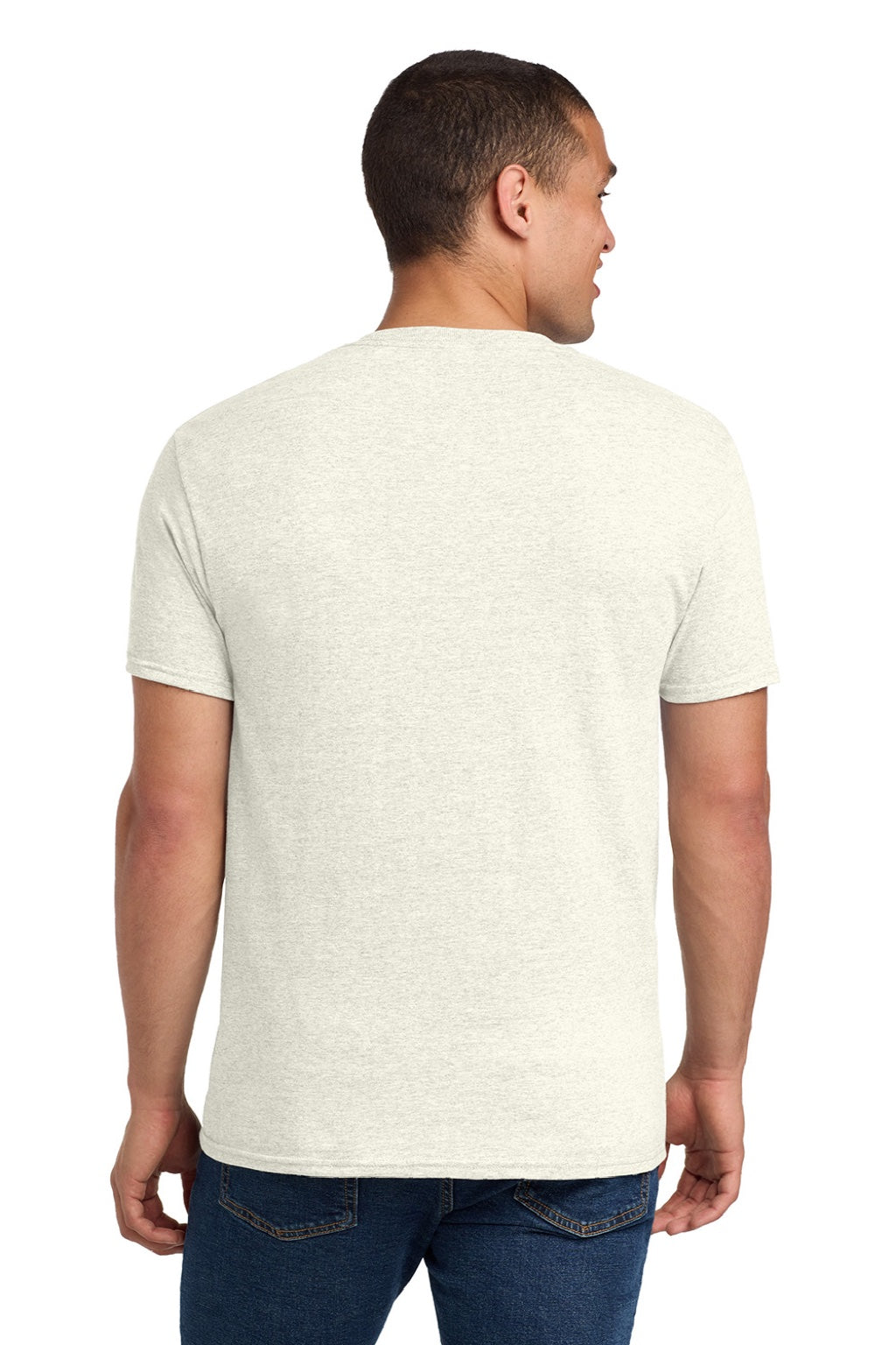 Jerzees 29M/29MR/29MT Mens Dri-Power Moisture Wicking Short Sleeve Crewneck T-Shirt Heather Sweet Cream Model Back