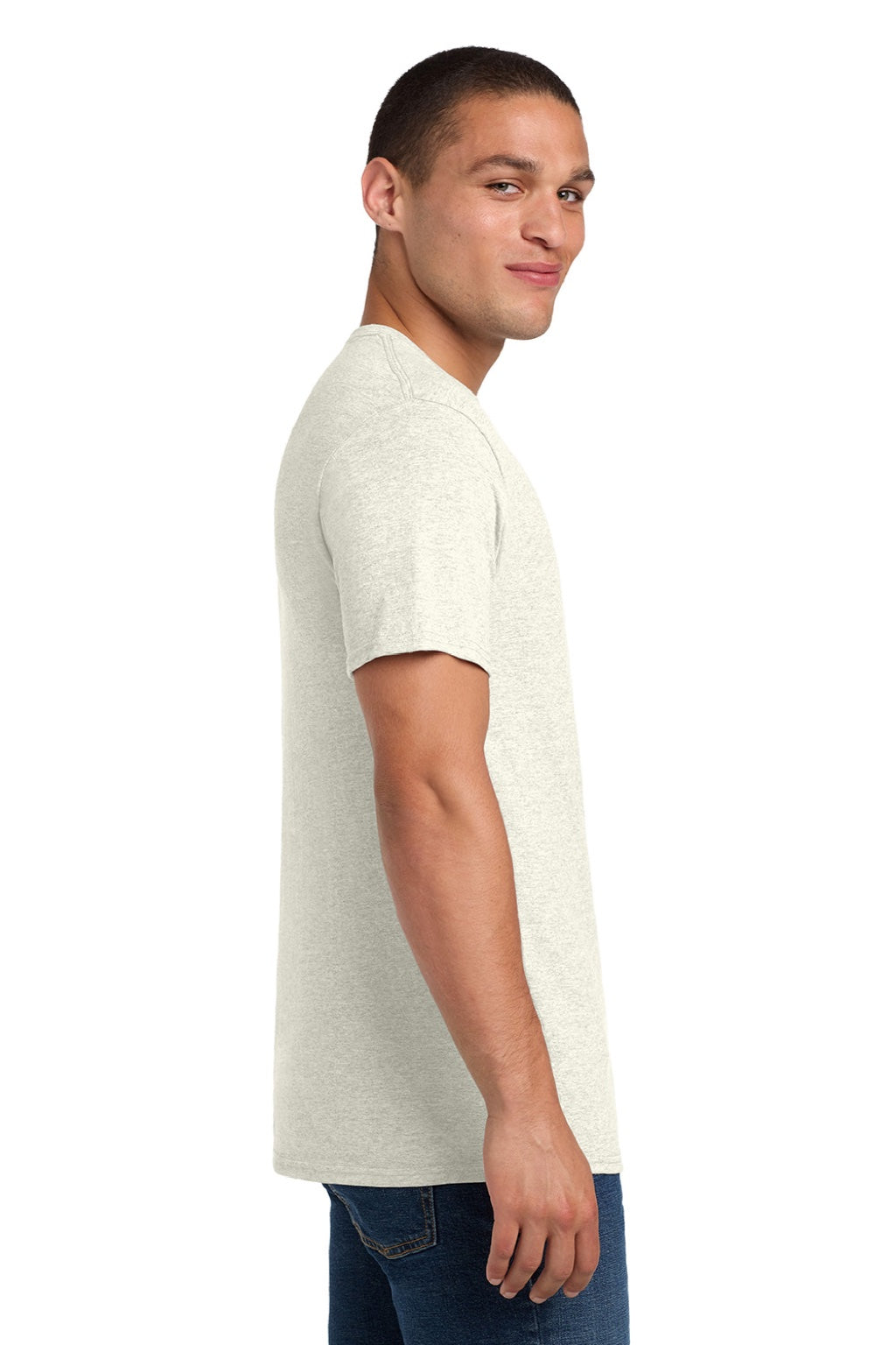 Jerzees 29M/29MR/29MT Mens Dri-Power Moisture Wicking Short Sleeve Crewneck T-Shirt Heather Sweet Cream Model Side