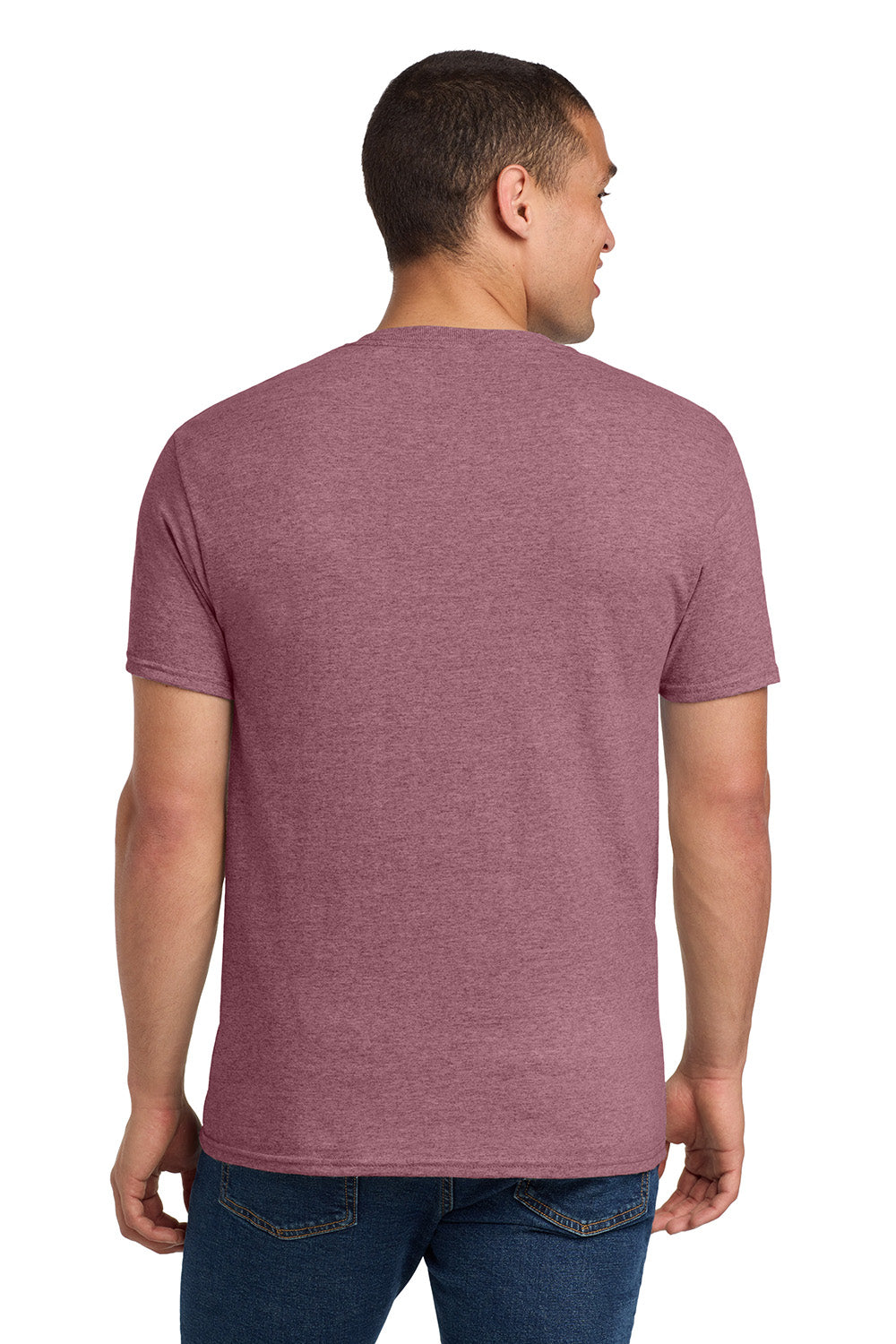 Jerzees 29M/29MR/29MT Mens Dri-Power Moisture Wicking Short Sleeve Crewneck T-Shirt Vintage Heather Maroon Model Back