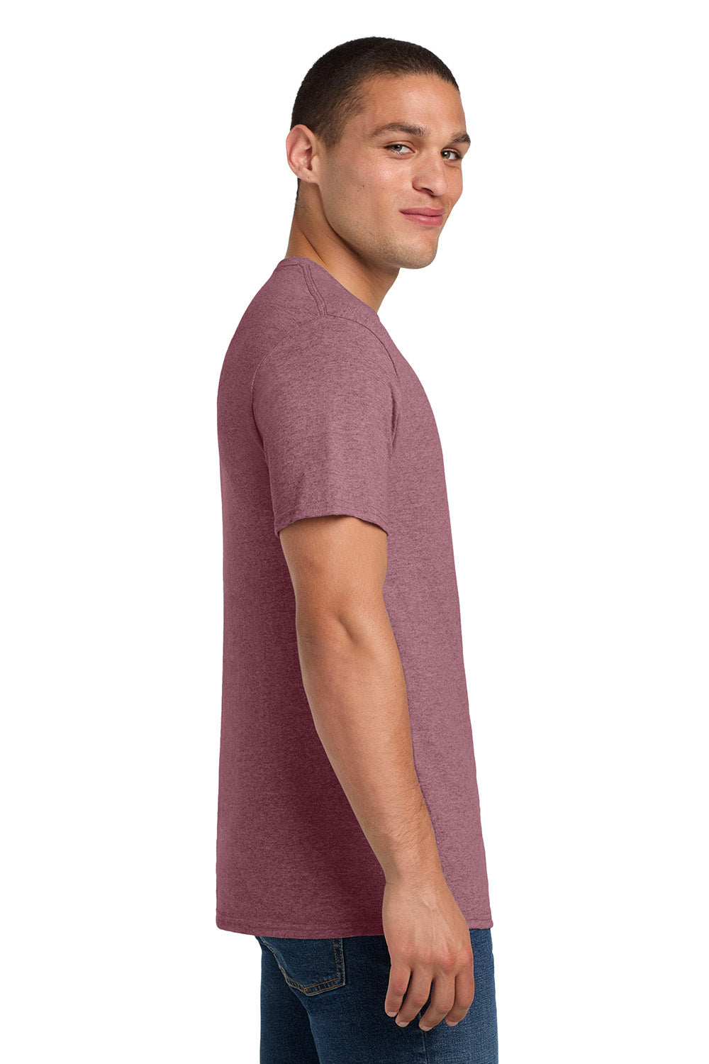 Jerzees 29M/29MR/29MT Mens Dri-Power Moisture Wicking Short Sleeve Crewneck T-Shirt Vintage Heather Maroon Model Side
