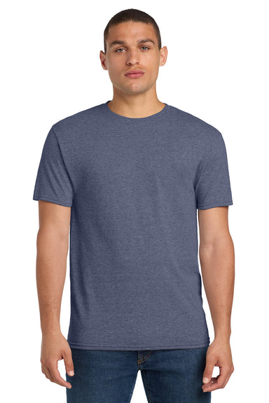 Jerzees 29M/29MR/29MT Mens Dri-Power Moisture Wicking Short Sleeve Crewneck T-Shirt Vintage Heather Navy Blue Model Front