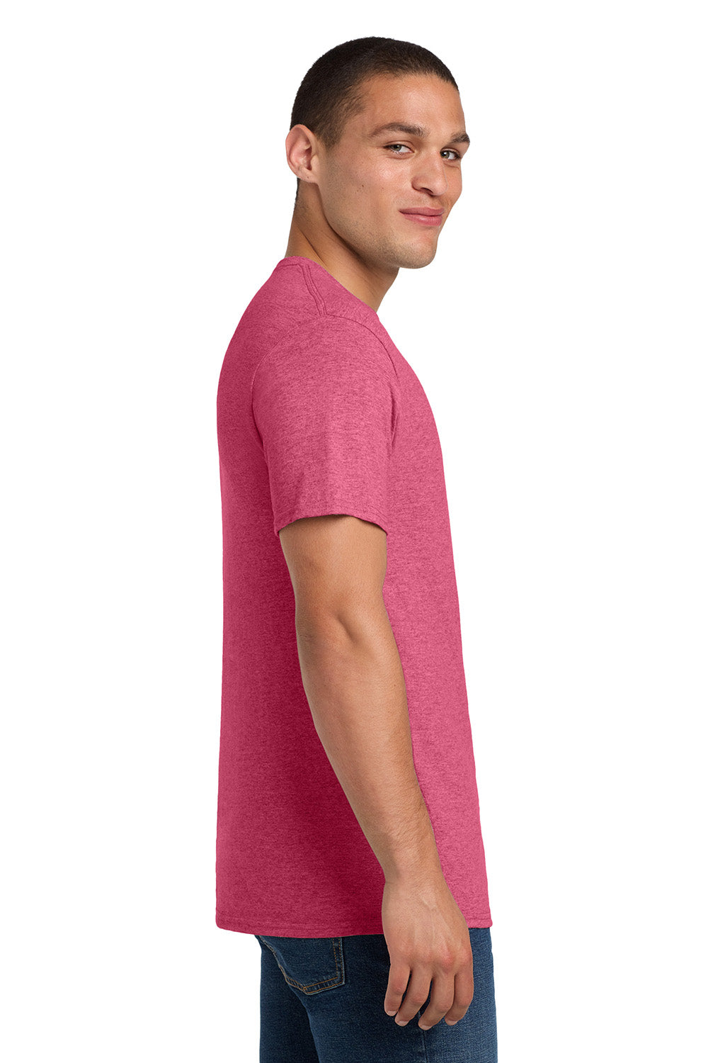 Jerzees 29M/29MR/29MT Mens Dri-Power Moisture Wicking Short Sleeve Crewneck T-Shirt Vintage Heather Red Model Side