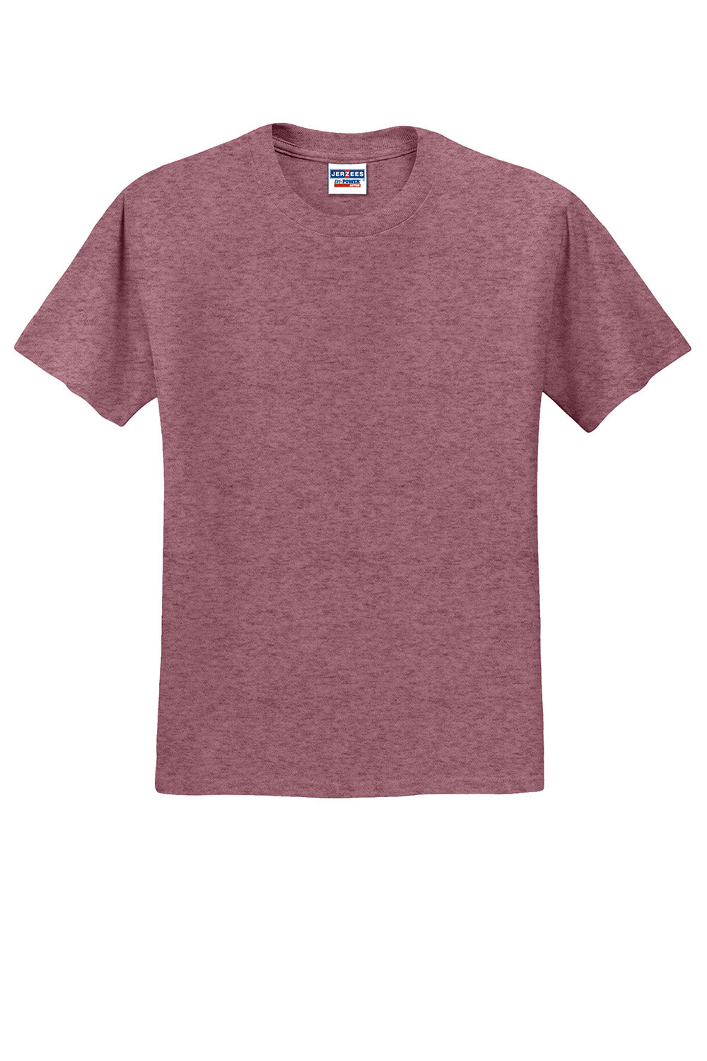 Jerzees 29M/29MR/29MT Mens Dri-Power Moisture Wicking Short Sleeve Crewneck T-Shirt Vintage Heather Maroon Flat Front
