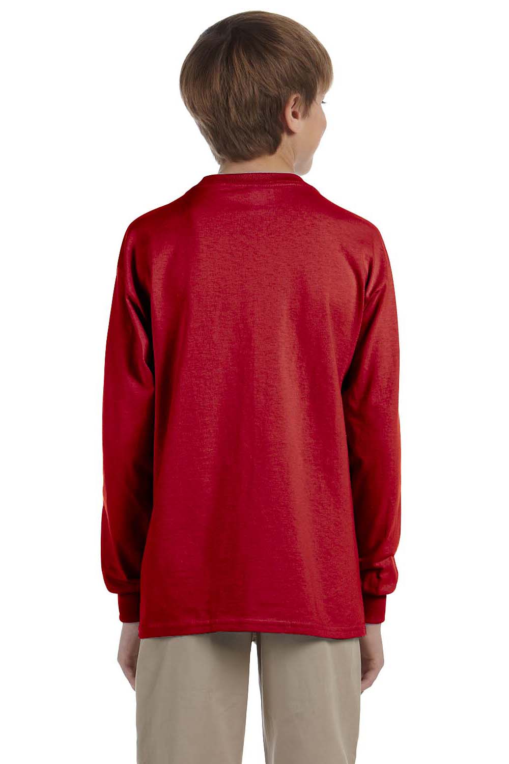 Jerzees 29BL/29BLR Youth Dri-Power Moisture Wicking Long Sleeve Crewneck T-Shirt True Red Model Back