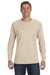 Jerzees 29LS/29LSR Mens Dri-Power Moisture Wicking Long Sleeve Crewneck T-Shirt Sandstone Brown Model Front