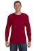 Jerzees 29LS/29LSR Mens Dri-Power Moisture Wicking Long Sleeve Crewneck T-Shirt Cardinal Red Model Front