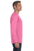 Jerzees 29LS/29LSR Mens Dri-Power Moisture Wicking Long Sleeve Crewneck T-Shirt Neon Pink Model Side