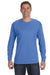 Jerzees 29LS/29LSR Mens Dri-Power Moisture Wicking Long Sleeve Crewneck T-Shirt Columbia Blue Model Front