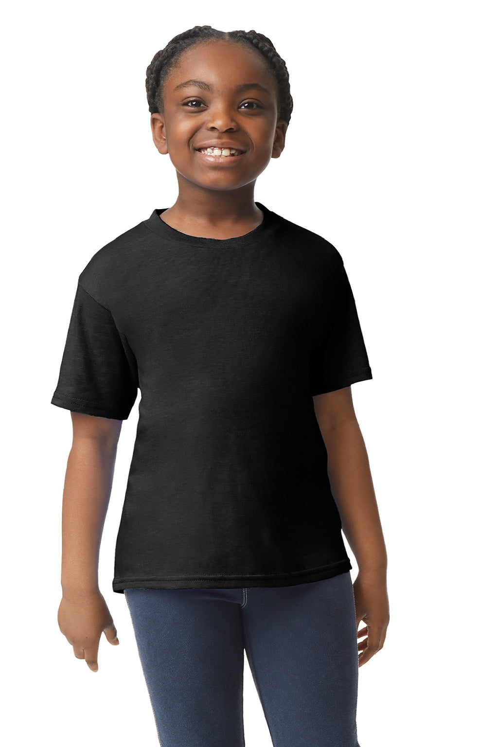 Gildan 3000B Womens Short Sleeve Crewneck T-Shirt Black Model Front