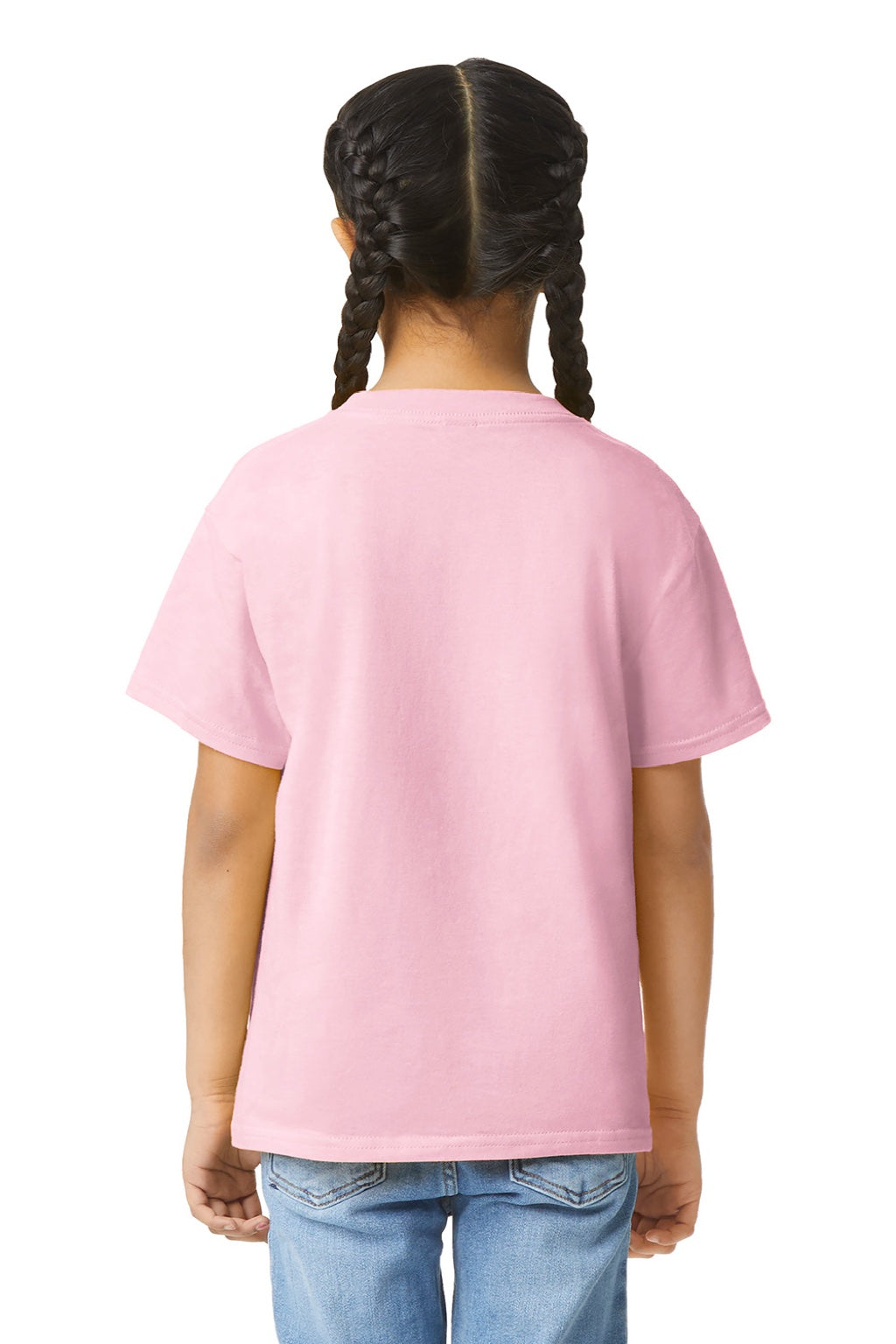 Gildan 3000B Womens Short Sleeve Crewneck T-Shirt Light Pink Model Back