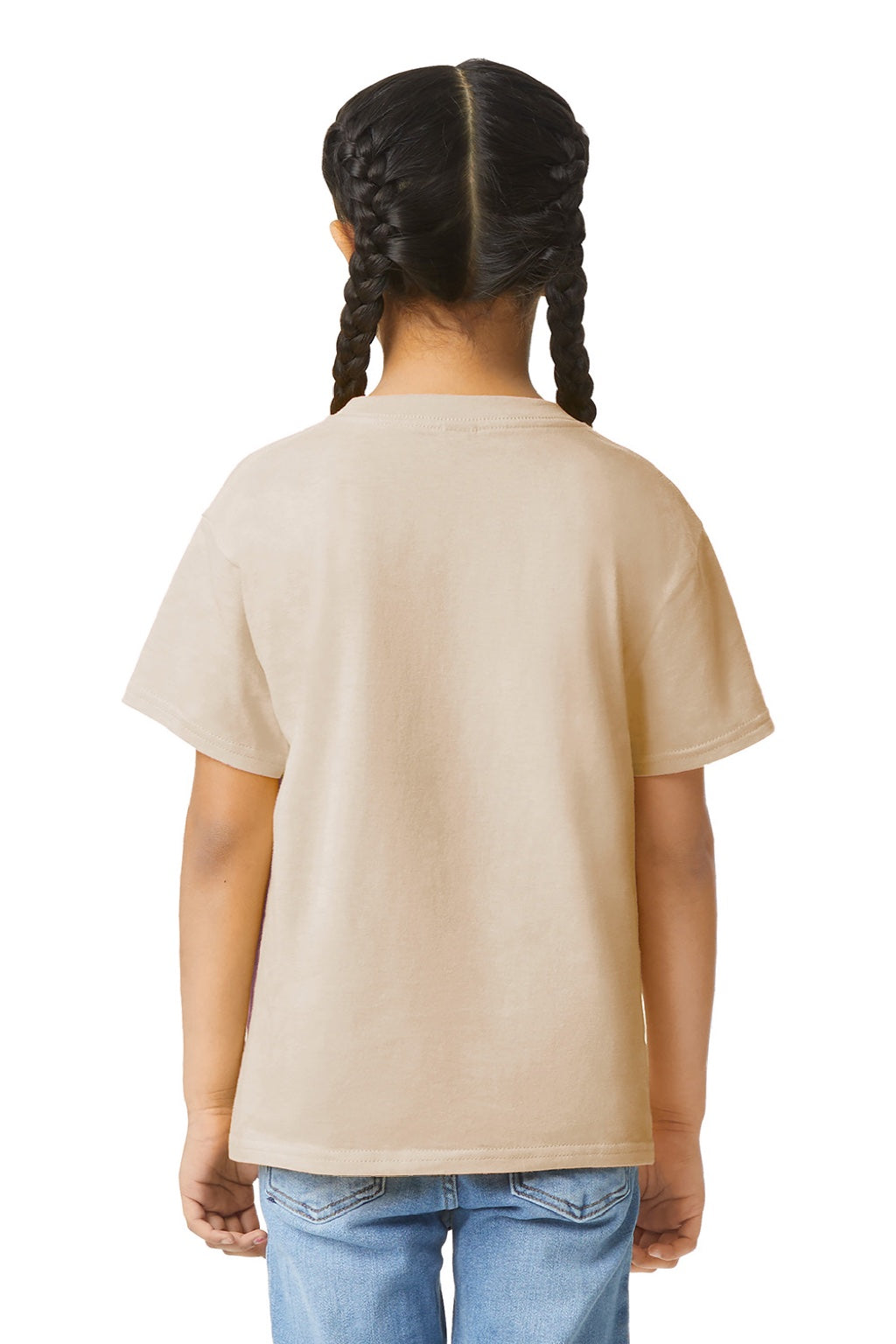 Gildan 3000B Womens Short Sleeve Crewneck T-Shirt Sand Model Back