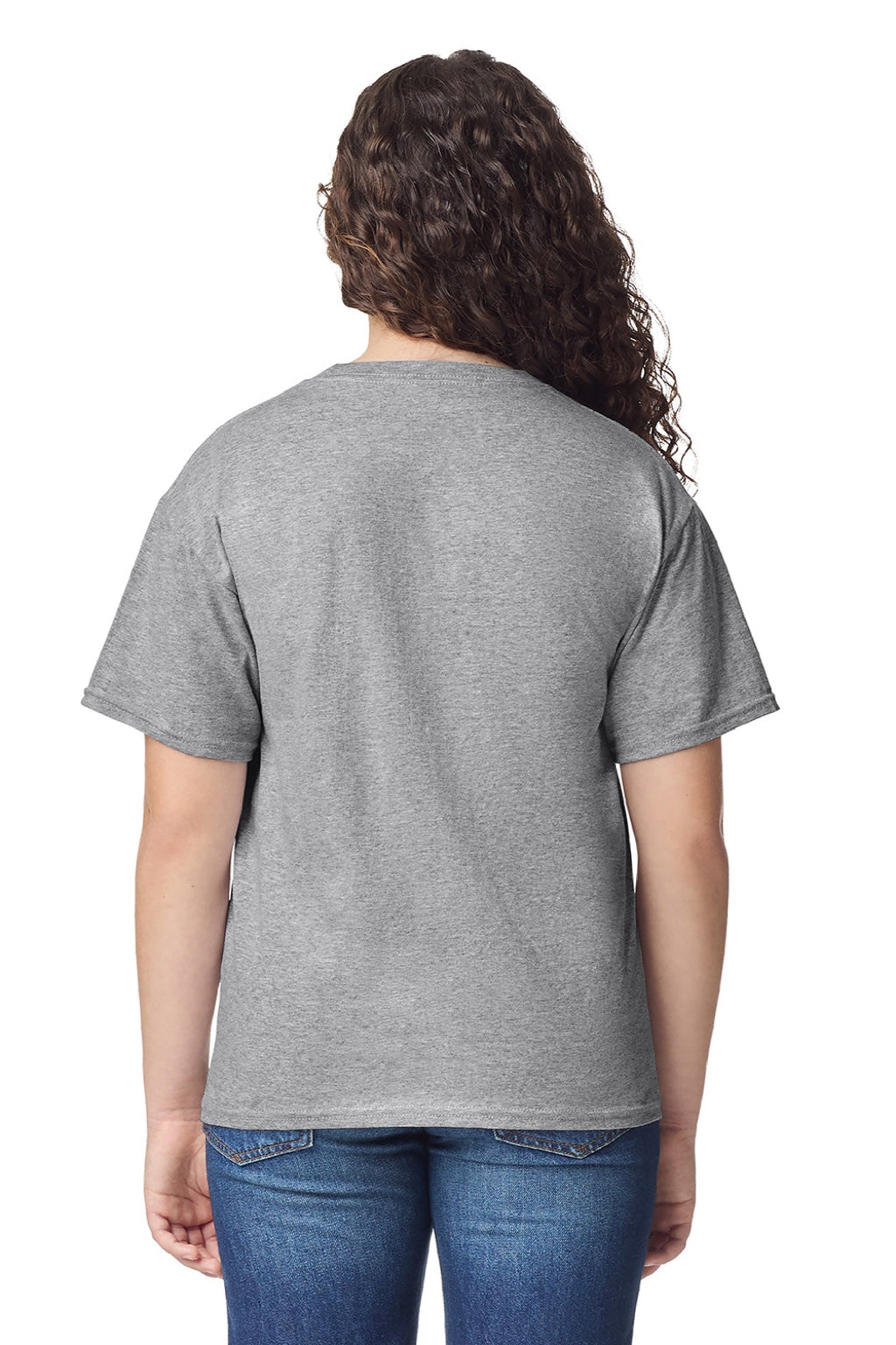 Gildan 3000B Womens Short Sleeve Crewneck T-Shirt Sport Grey Model Back