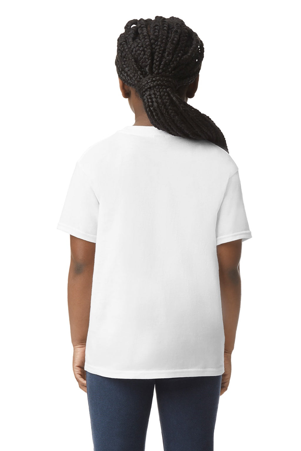 Gildan 3000B Womens Short Sleeve Crewneck T-Shirt White Model Back