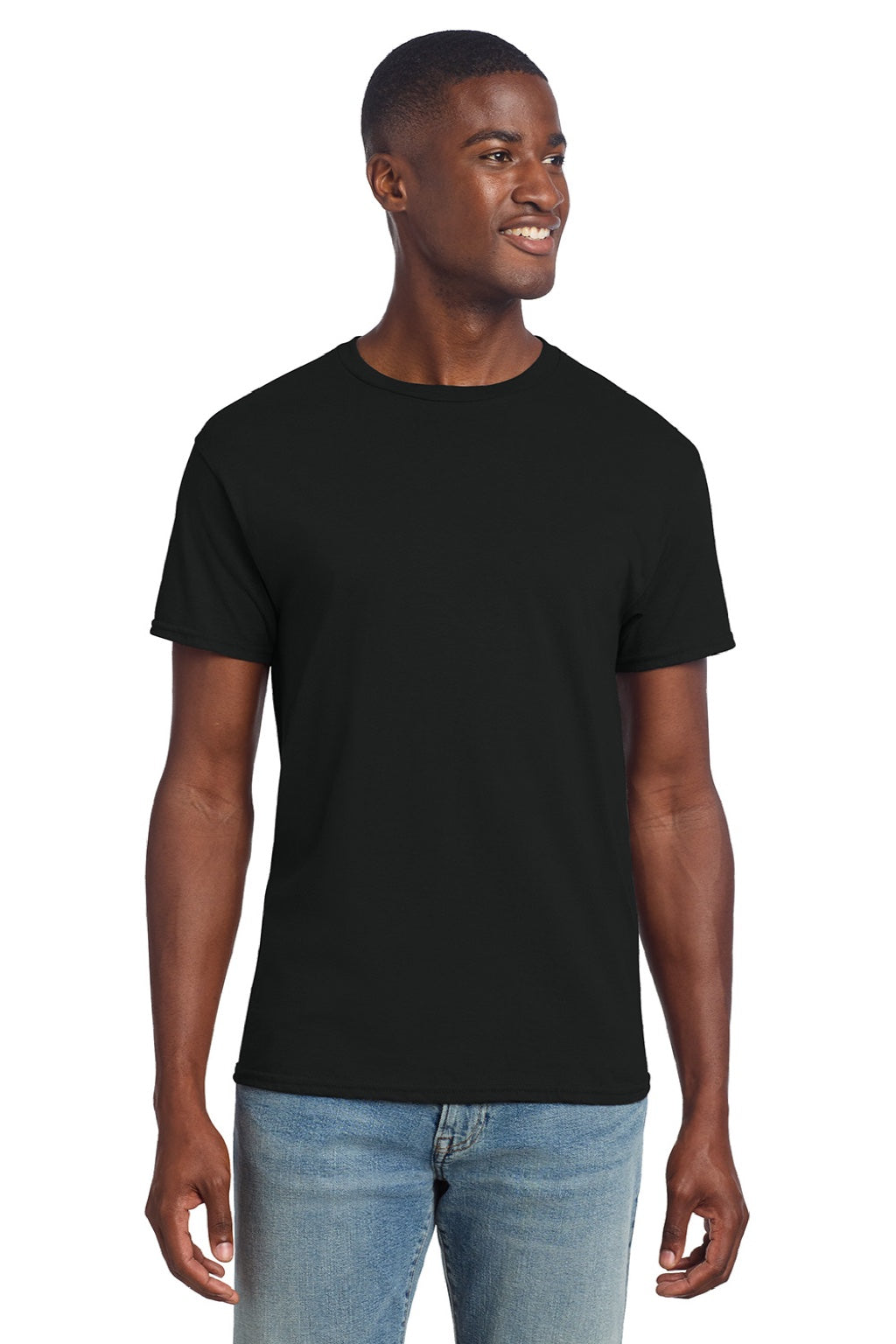 Gildan 3000 Mens Short Sleeve Crewneck T-Shirt Black Model Front