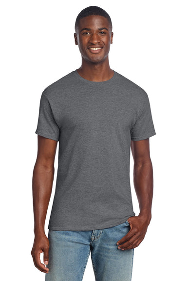 Gildan 3000 Mens Short Sleeve Crewneck T-Shirt Heather Graphite Grey Model Front
