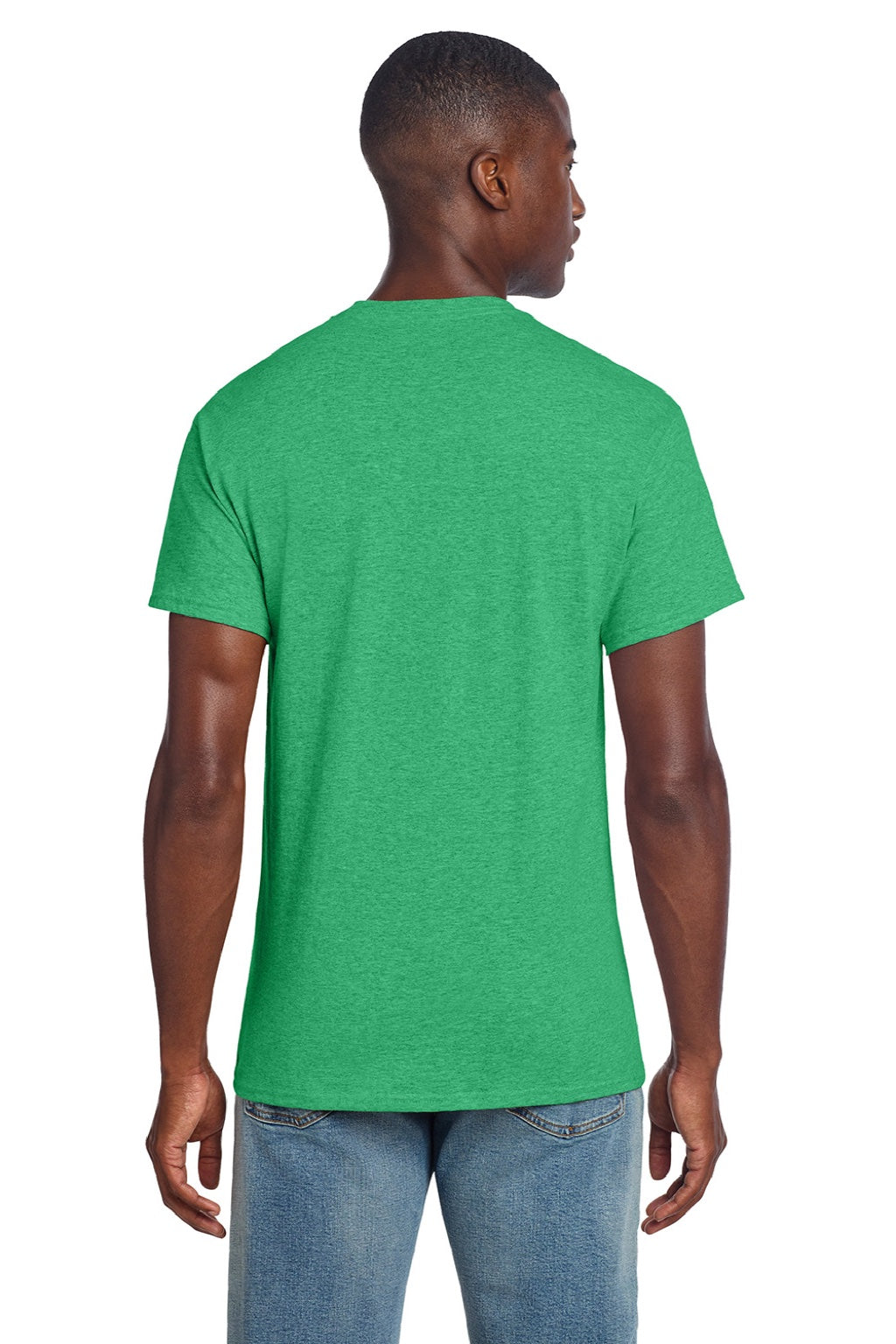 Gildan 3000 Mens Short Sleeve Crewneck T-Shirt Heather Irish Green Model Back