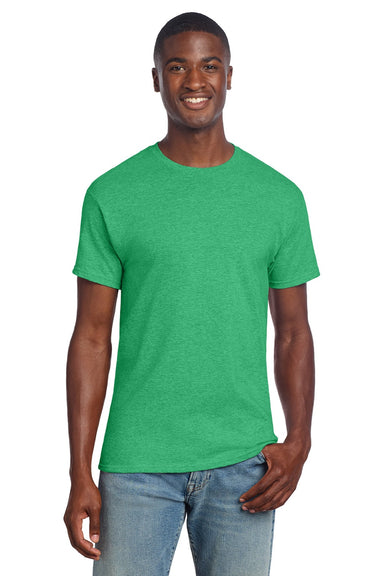 Gildan 3000 Mens Short Sleeve Crewneck T-Shirt Heather Irish Green Model Front