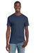Gildan 3000 Mens Short Sleeve Crewneck T-Shirt Heather Navy Blue Model Front