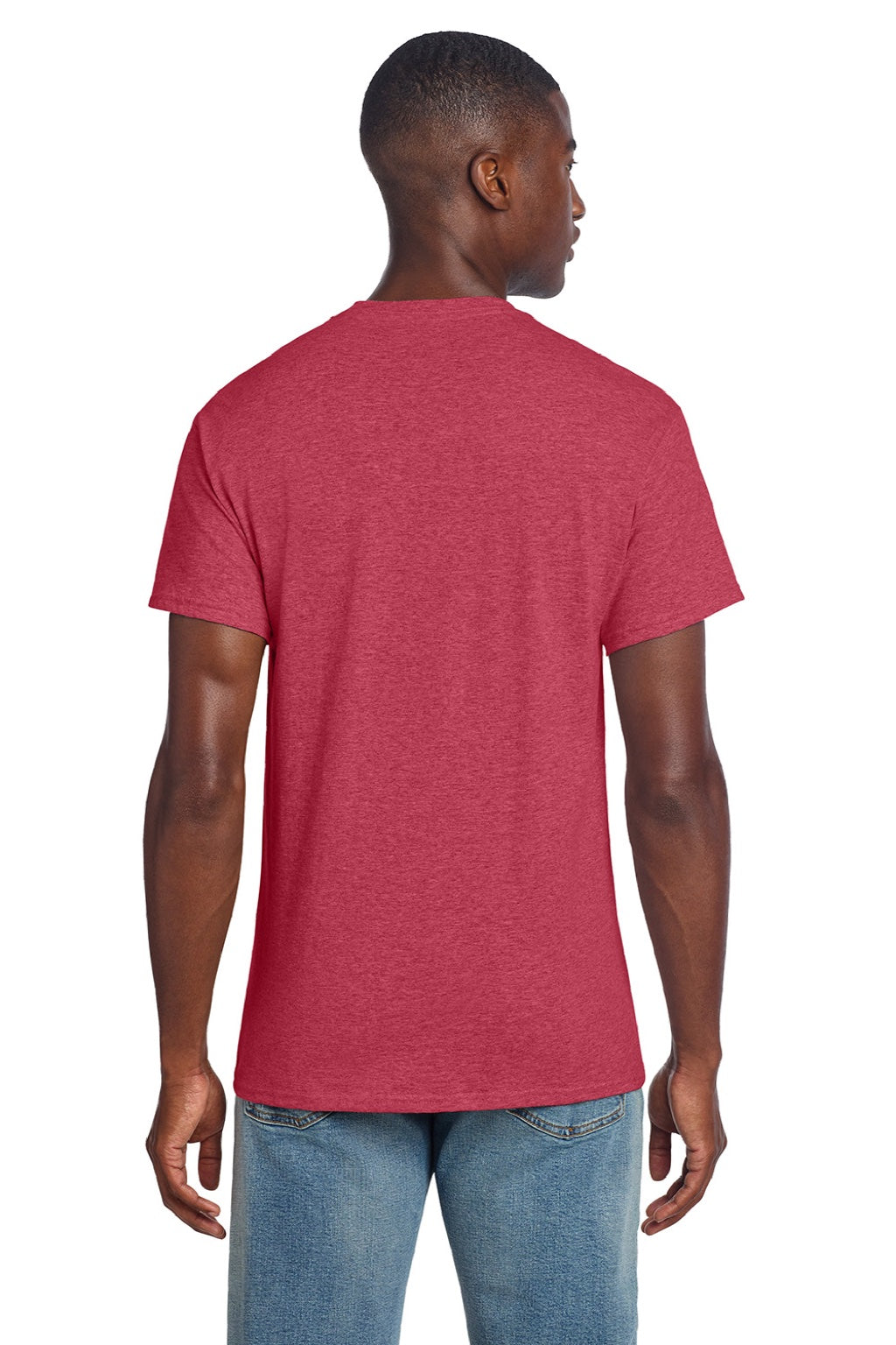 Gildan 3000 Mens Short Sleeve Crewneck T-Shirt Heather Red Model Back