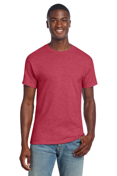 Gildan 3000 Mens Short Sleeve Crewneck T-Shirt Heather Red Model Front