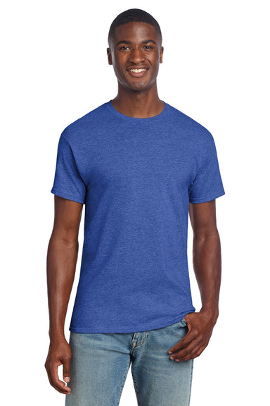 Gildan 3000 Mens Short Sleeve Crewneck T-Shirt Heather Royal Blue Model Front