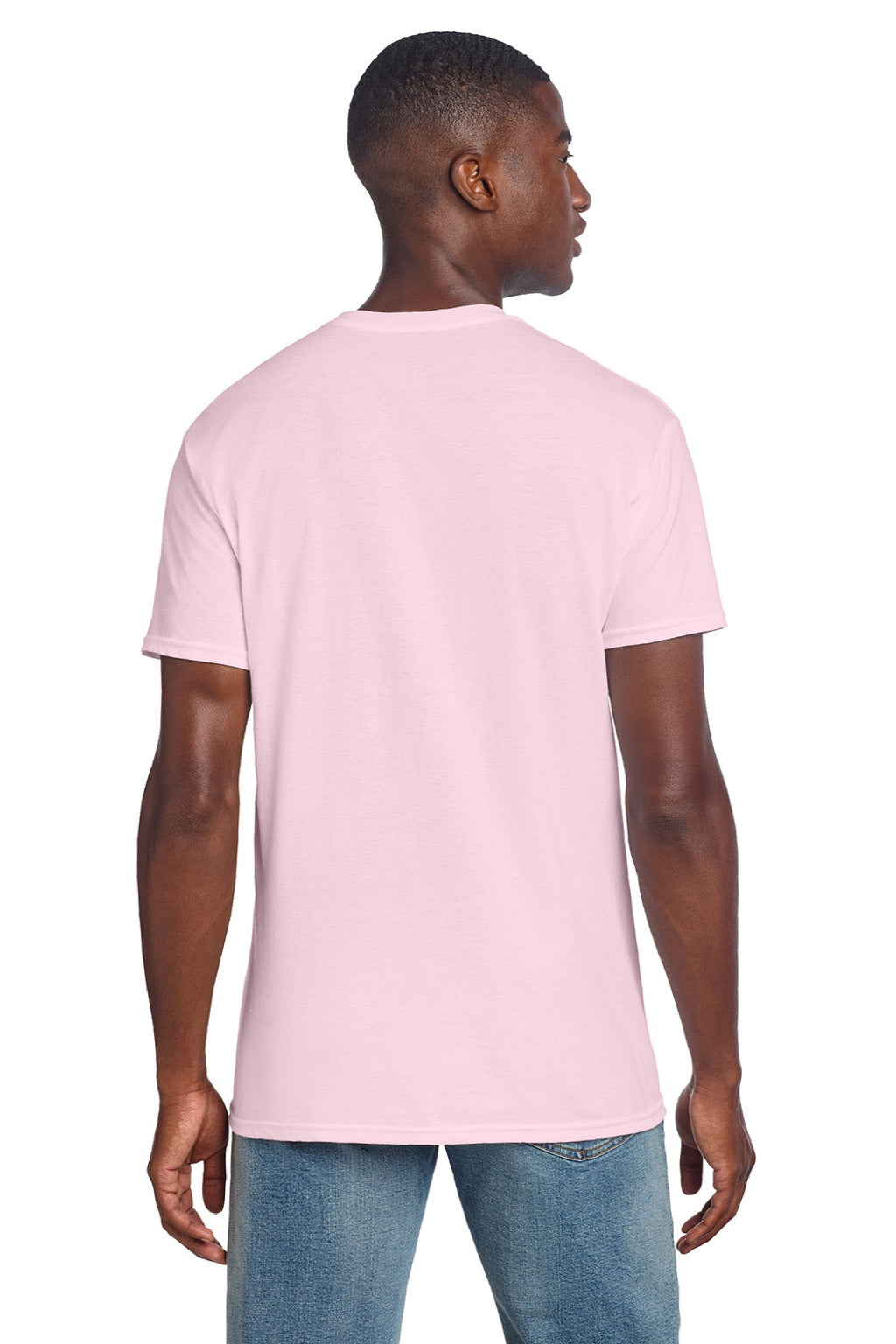 Gildan 3000 Mens Short Sleeve Crewneck T-Shirt Light Pink Model Back