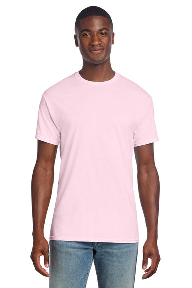 Gildan 3000 Mens Short Sleeve Crewneck T-Shirt Light Pink Model Front