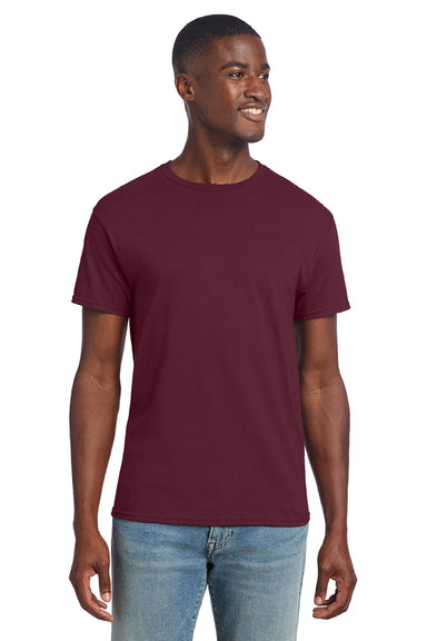 Gildan 3000 Mens Short Sleeve Crewneck T-Shirt Maroon Model Front