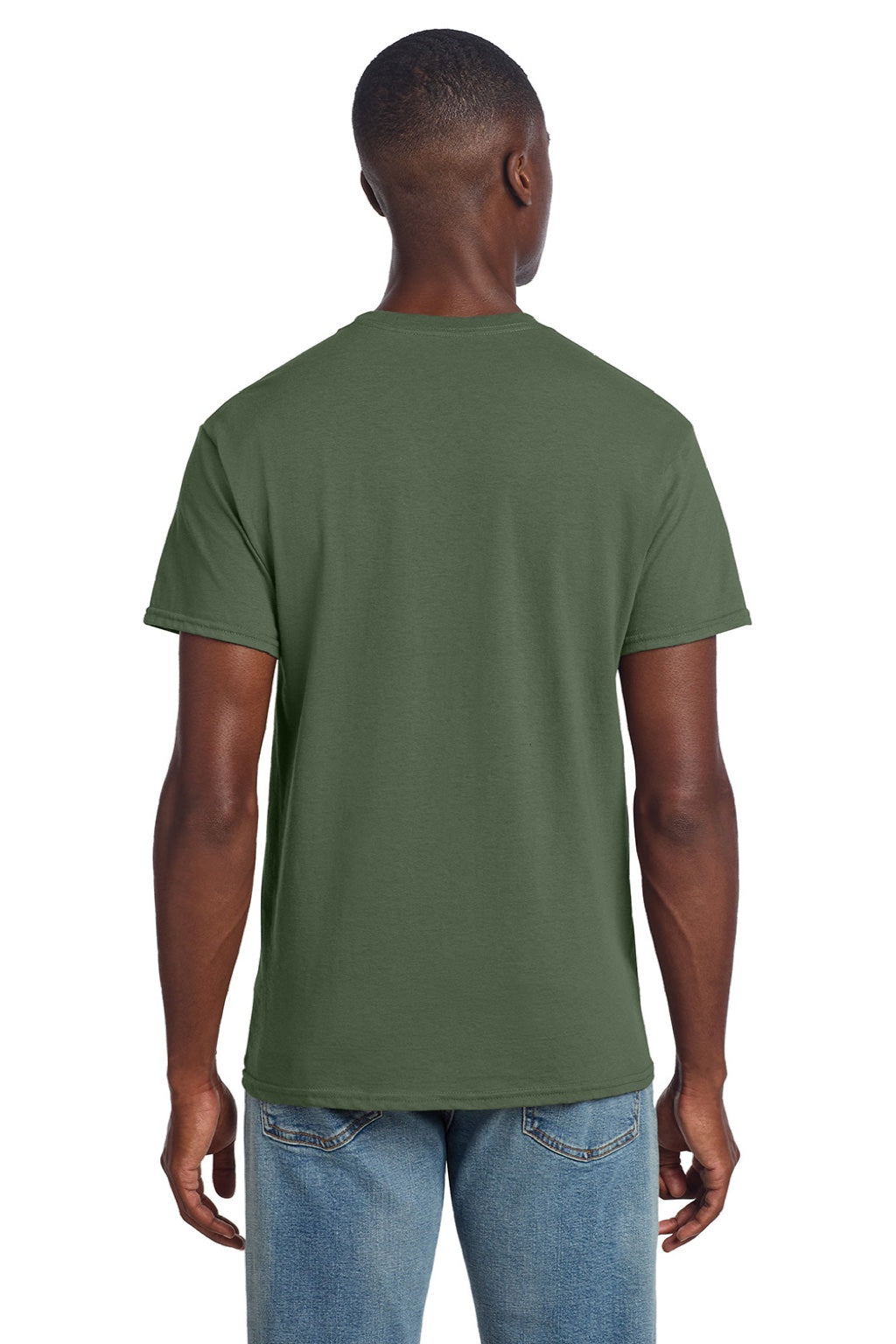 Gildan 3000 Mens Short Sleeve Crewneck T-Shirt Military Green Model Back