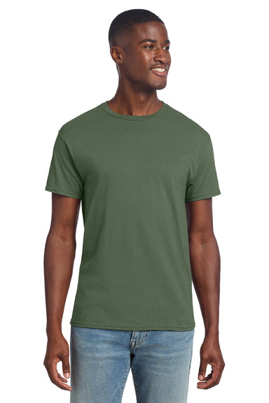 Gildan 3000 Mens Short Sleeve Crewneck T-Shirt Military Green Model Front