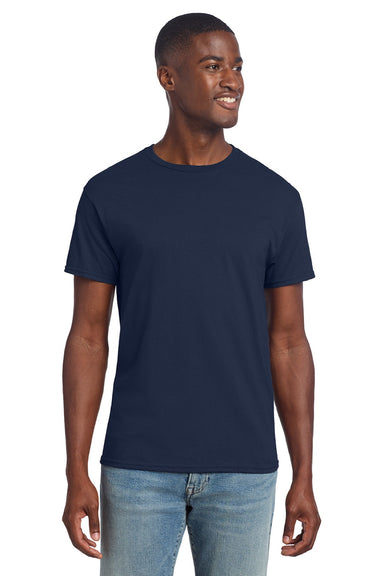 Gildan 3000 Mens Short Sleeve Crewneck T-Shirt Navy Blue Model Front
