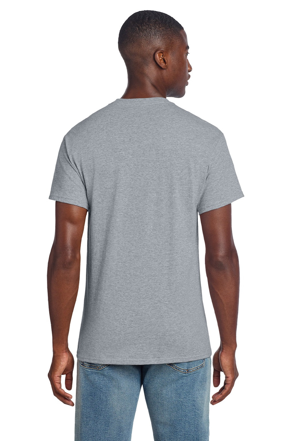 Gildan 3000 Mens Short Sleeve Crewneck T-Shirt Sport Grey Model Back