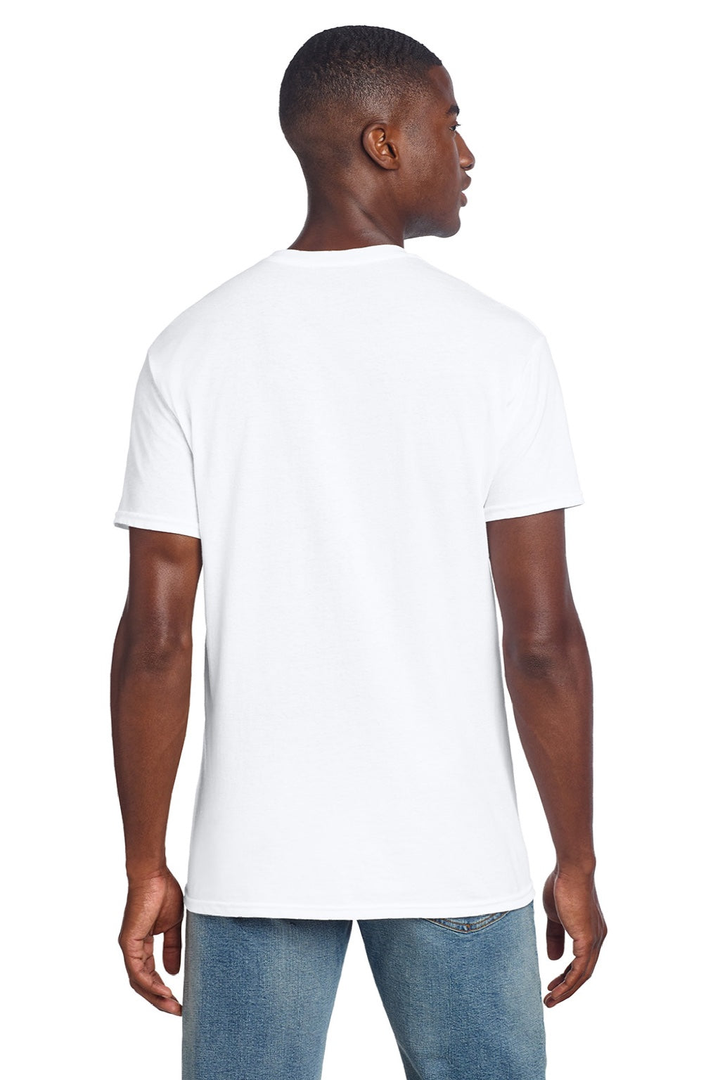 Gildan 3000 Mens Short Sleeve Crewneck T-Shirt White Model Back