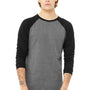 Bella + Canvas Mens Jersey Long Sleeve Crewneck T-Shirt - Heather Deep Grey/Black
