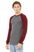 Bella + Canvas 3000C/3000 Mens Jersey Long Sleeve Crewneck T-Shirt Heather Deep Grey/Cardinal Red Model 3Q