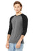 Bella + Canvas 3000C/3000 Mens Jersey Long Sleeve Crewneck T-Shirt Heather Deep Grey/Black Model 3Q