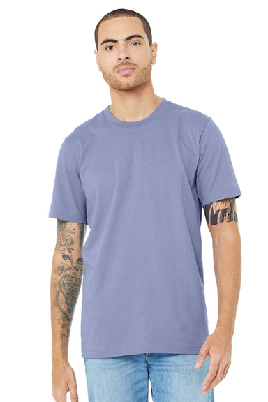 Bella + Canvas BC3001/3001 Mens Jersey Short Sleeve Crewneck T-Shirt Lavender Blue Model Front