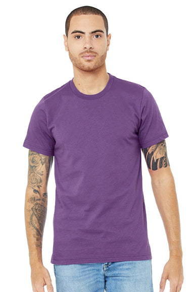 Bella + Canvas BC3001/3001 Mens Jersey Short Sleeve Crewneck T-Shirt Royal Purple Model Front