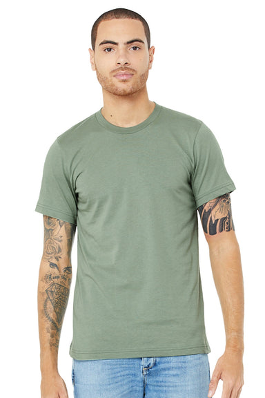 Bella + Canvas BC3001/3001 Mens Jersey Short Sleeve Crewneck T-Shirt Sage Green Model Front