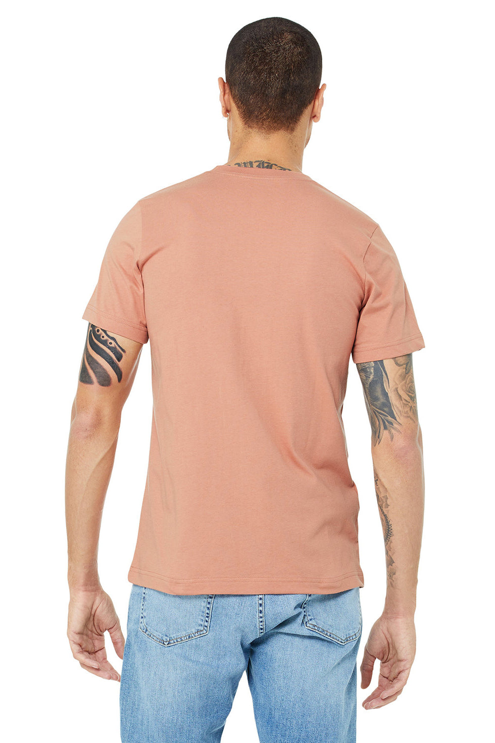 Bella + Canvas BC3001/3001C Mens Jersey Short Sleeve Crewneck T-Shirt Terracotta Model Back