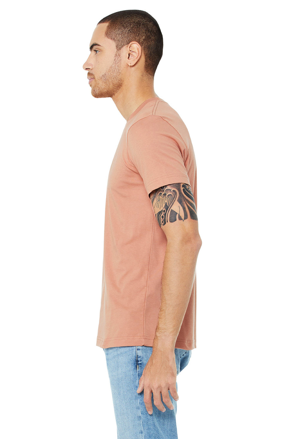 Bella + Canvas BC3001/3001C Mens Jersey Short Sleeve Crewneck T-Shirt Terracotta Model Side