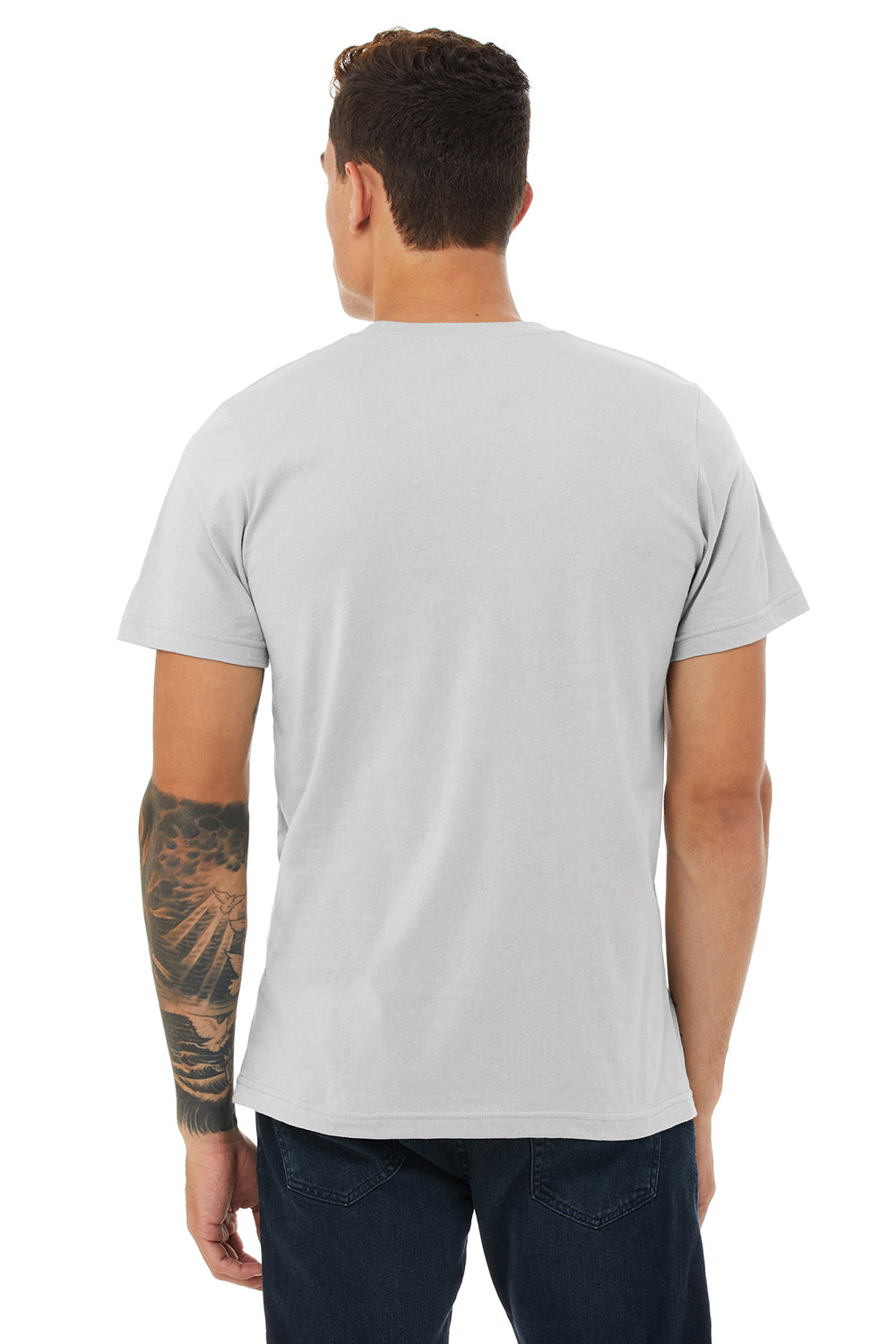 Bella + Canvas BC3001/3001C Mens Jersey Short Sleeve Crewneck T-Shirt Solid Athletic Grey Model Back
