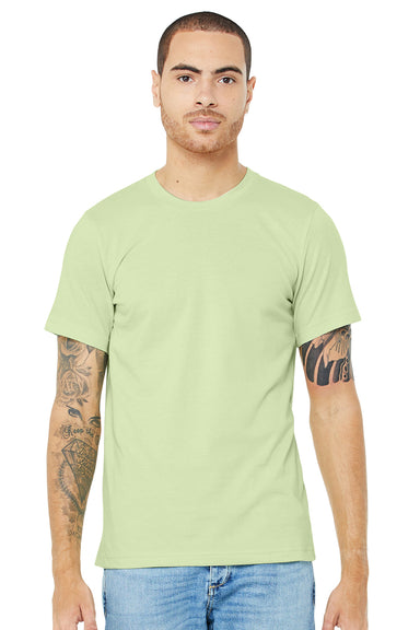 Bella + Canvas BC3001/3001C Mens Jersey Short Sleeve Crewneck T-Shirt Spring Green Model Front