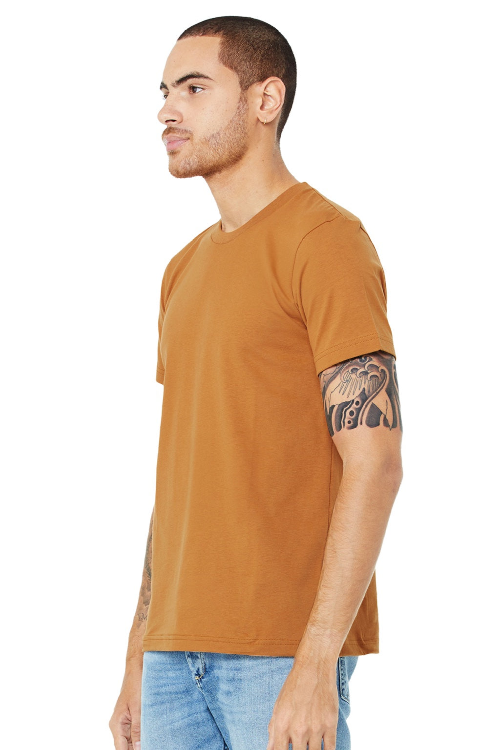 Bella + Canvas BC3001/3001 Mens Jersey Short Sleeve Crewneck T-Shirt Toast Model 3Q