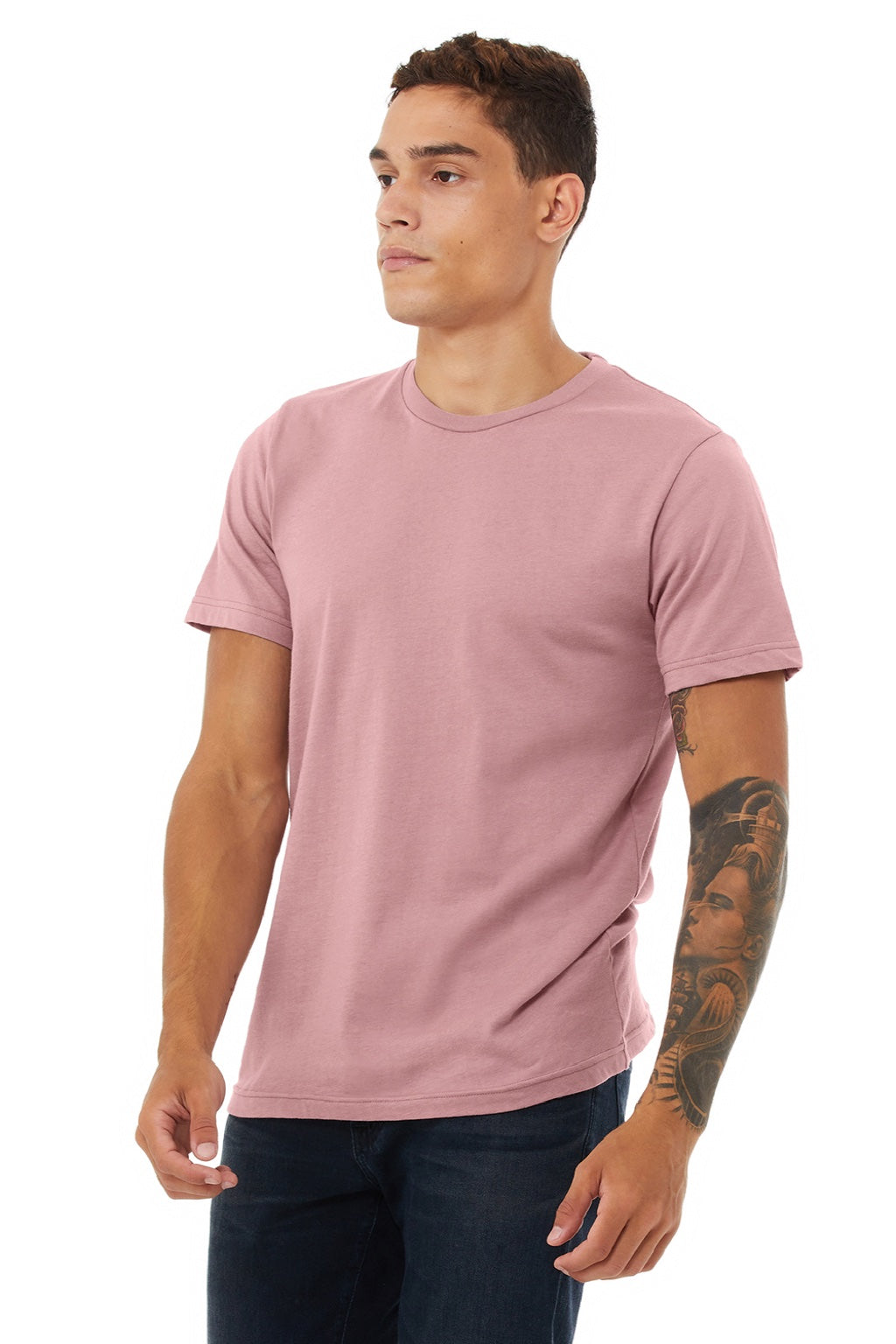 Bella + Canvas BC3001/3001 Mens Jersey Short Sleeve Crewneck T-Shirt Orchid Model 3Q
