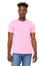 Bella + Canvas BC3001CVC/3001CVC Mens Heather CVC Short Sleeve Crewneck T-Shirt Heather Bubbble Gum Pink Model Front