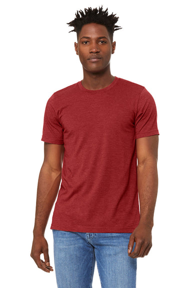 Bella + Canvas BC3001CVC/3001CVC Mens Heather CVC Short Sleeve Crewneck T-Shirt Heather Canvas Red Model Front