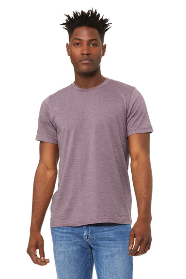 Bella + Canvas BC3001CVC/3001CVC Mens Heather CVC Short Sleeve Crewneck T-Shirt Heather Purple Model Front
