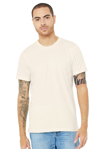 Bella + Canvas BC3001CVC/3001CVC Mens Heather CVC Short Sleeve Crewneck T-Shirt Heather Natural Model Front